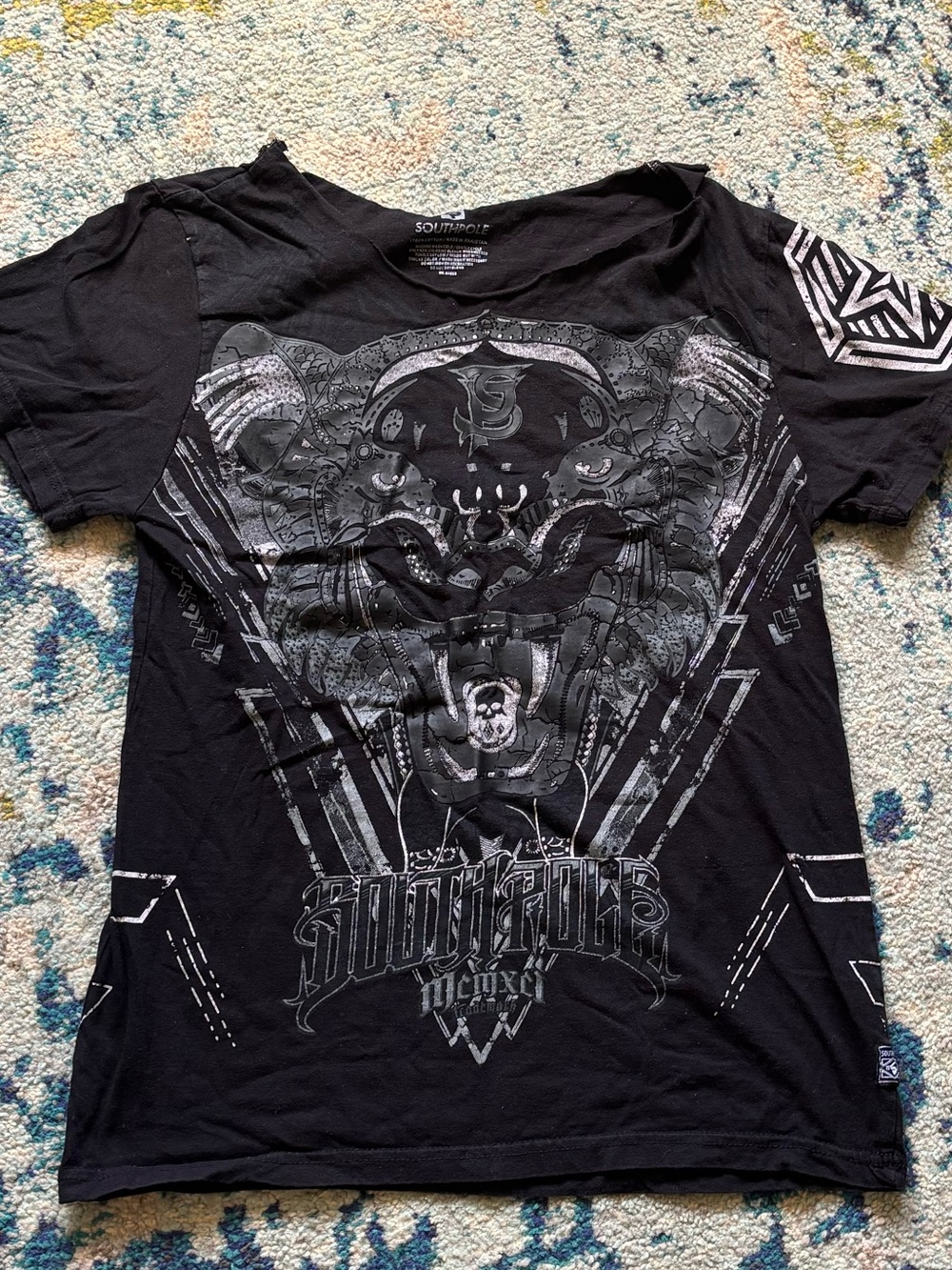 South Pole Black Short-Sleeve Graphic Tee